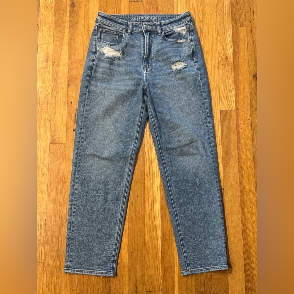 American Eagle stretch denim mom jeans casual everyday straight leg size 8 reg - Picture 2 of 9